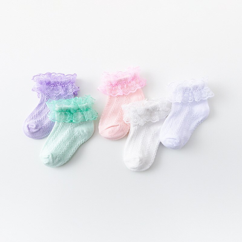 Blonde flæsestrømper børn åndbar bomuldsnet baby pige ankel korte sokker billige ting ensfarvet prinsesse børn sok småbørn