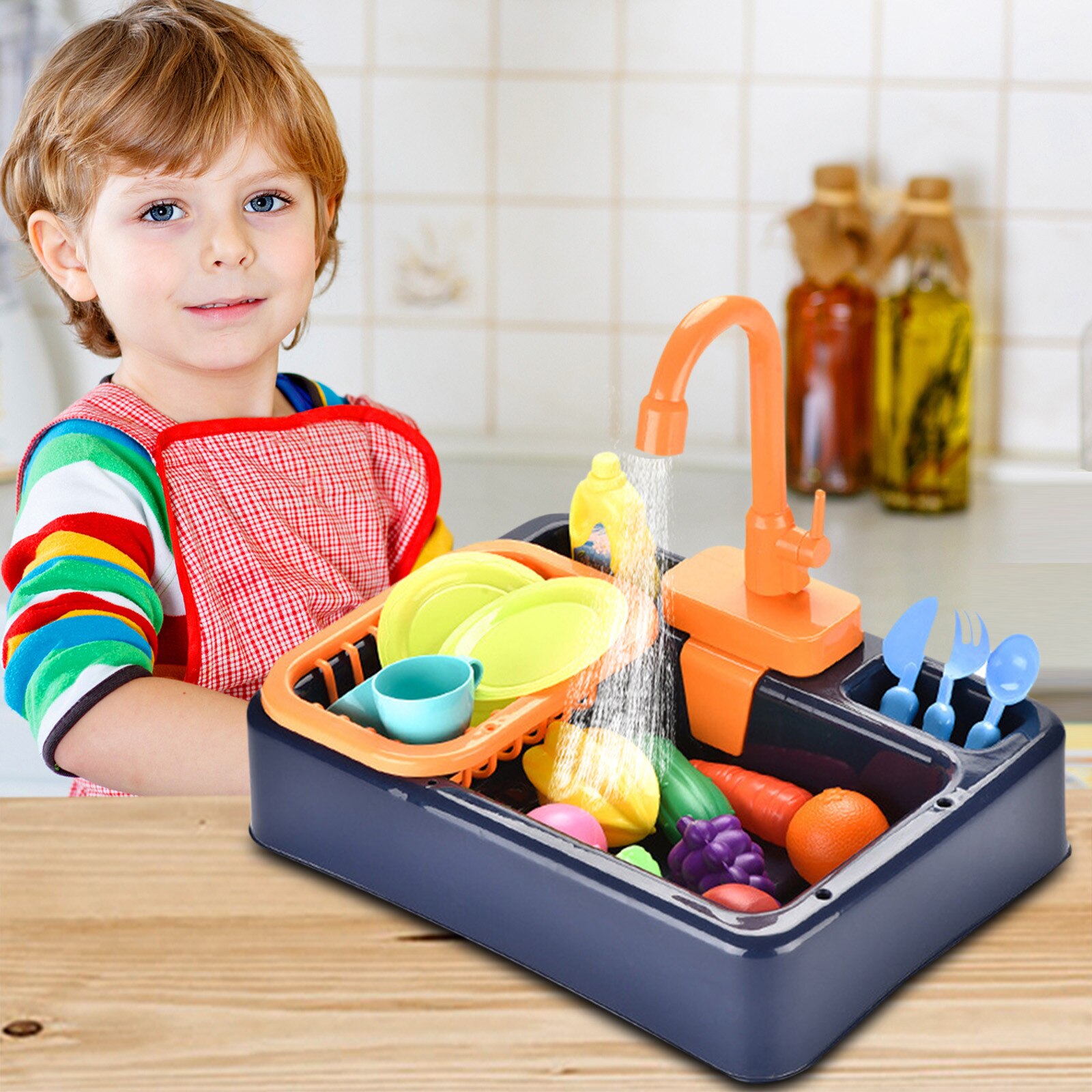19 Stck Analog Elektrische Spülmaschine Waschbecken freundlicher Rolle Spielen Küche einstellen Spielzeug Lustige Rolle-spielen Mini Küche Simulation spielzeug