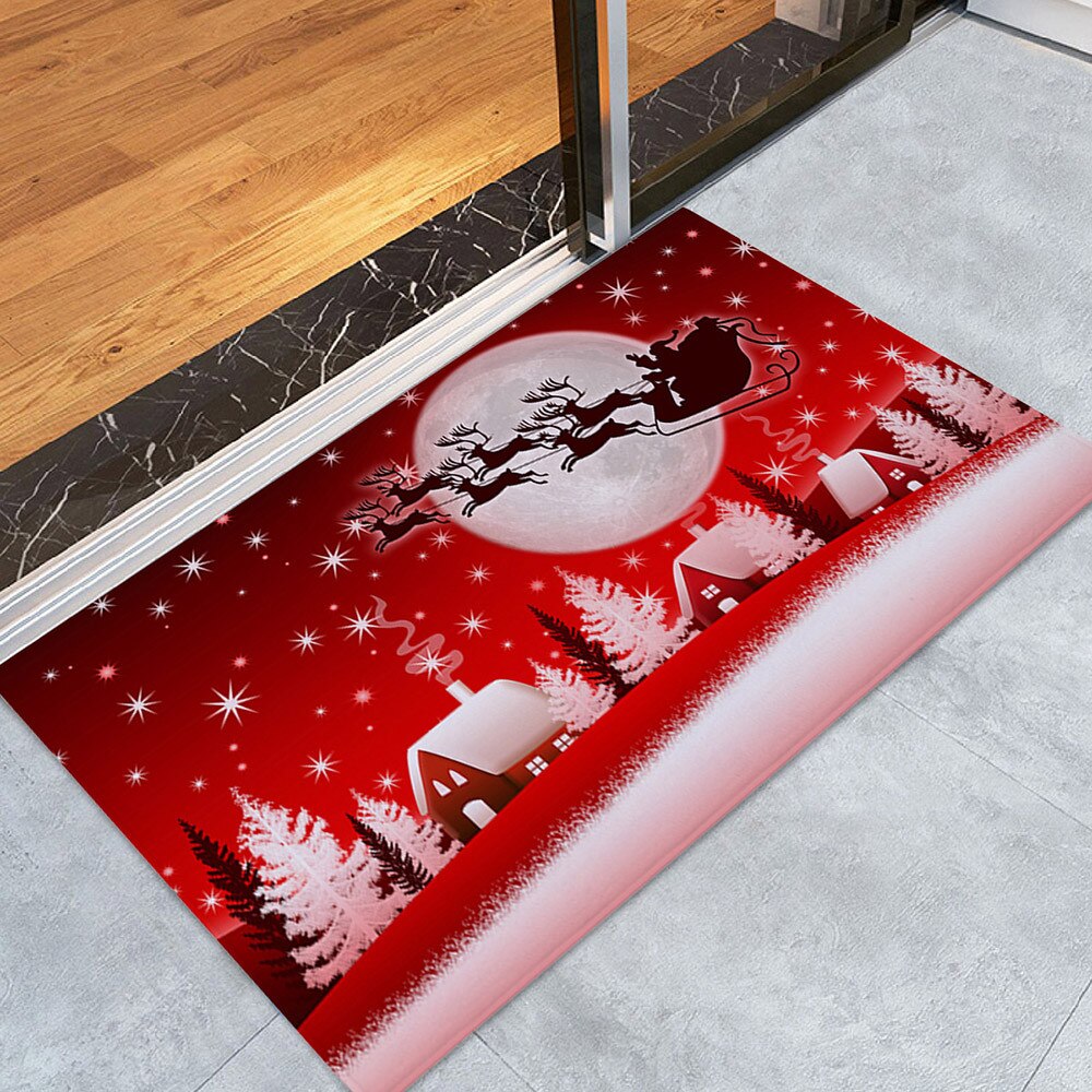 Glædelig jul velkomstdørmåtter 40 x 60cm juletræ dekorativt indendørs hjemmetæpper indretning badeværelse skridsikker tæppe / tæppe: H