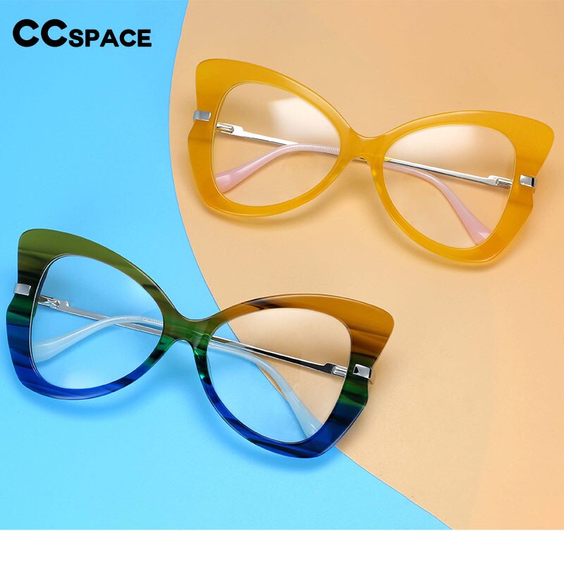 54326 Retro Big Frame Acetate Metal Mixed Frame Glasses Ladies Trend Butterfly Frame Computer Glasses Frame
