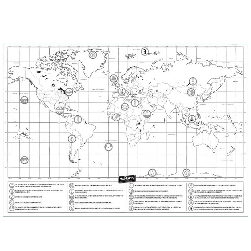 World Scratch Map Black Gold Scratchable Travel Poster Personality Travel Scratch Map Office School Supplies Student Toys