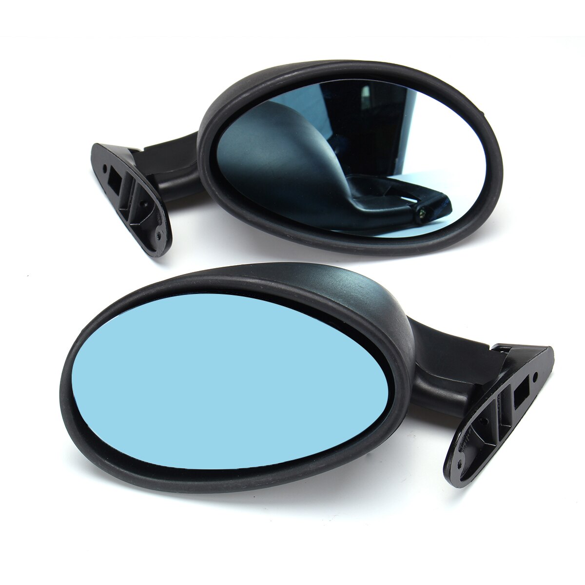 1Pair Universal Car Left/Right Classic Car Door Side Rear View Mirror Blue & Gaskets Vintage Black