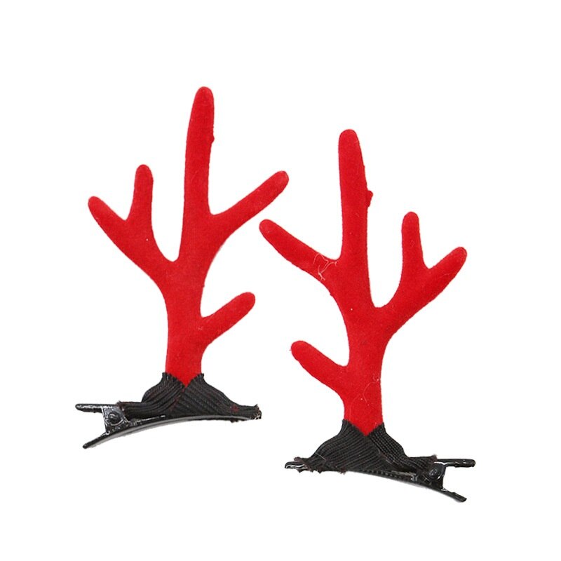 Kerst ornament hoofdtooi leuke super leuke haar volwassen kinderen pluche gewei haar kaart benodigdheden: Red antler hairpin
