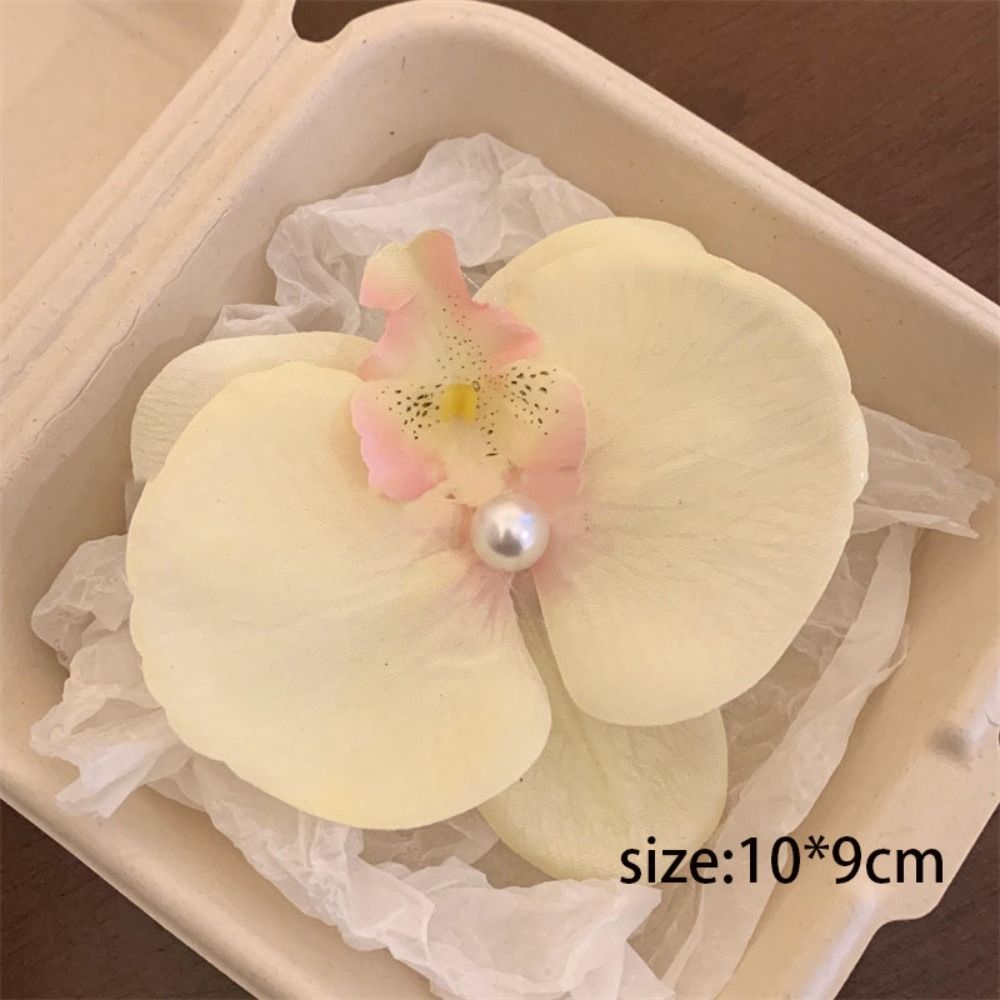 Orchid Butterfly Bow Flower Hair Clips Silk Flower Hairpin Phalaenopsis Pearl Duckbill Clip Hair Accessories for Vacation Photos