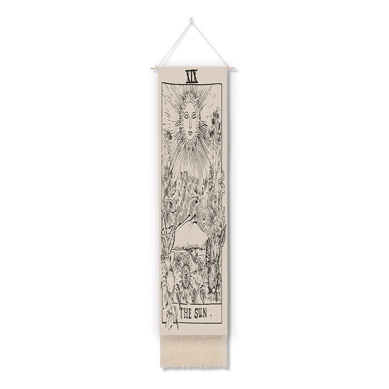 Tapiz de pared de Tarot de Luna nocturna, Mandala, decoración del hogar, imágenes colgantes de dormitorio, diagrama de eje de algodón y lino de macramé: GTTLP(88)
