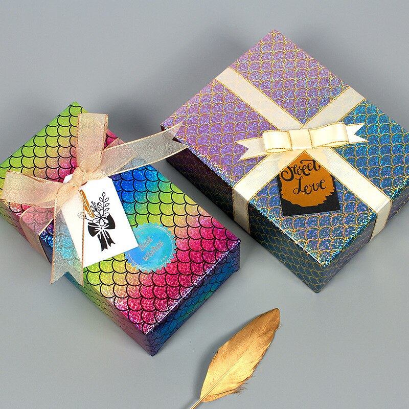 50*70cm błyszczący papier robić pakowania gradientu łuski syreny prezent papier dekoracyjny seria bożonarodzeniowa ślub papier robić pakowania prezentów