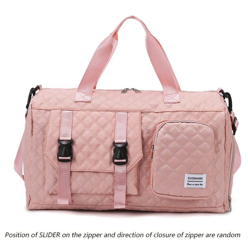 Duurzame nylon reistas, draagbare sporttas voor overnachtingstapjes Schoudertas voor trainingstas, ruime argyle: Roze