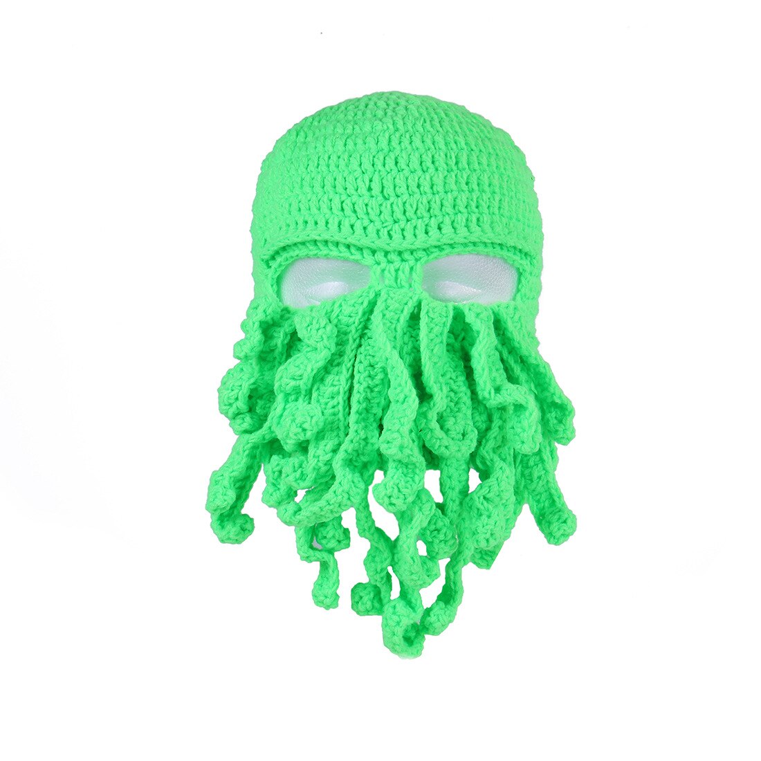 Unisex vinter varm och vindtät stickad hatt personlighet bläckfisk skägg cosplay bläckfisk hatt ansiktsmask ull mångfärgad skidhatt: A