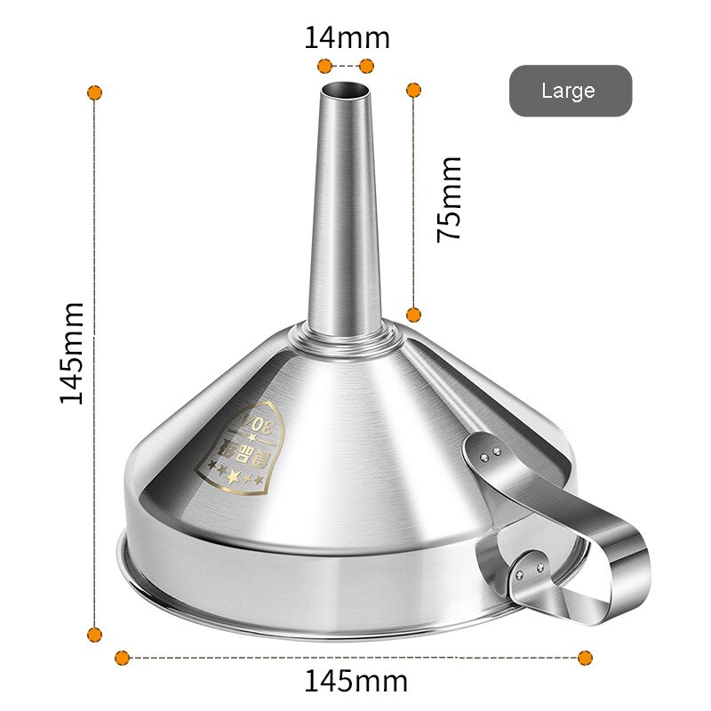 Stainless Steel Funnel Kitchen Oil Liquid Dispensing Thicken Metal Funnel with Detachable Strainer Filter Cook Oil Wine Funnel