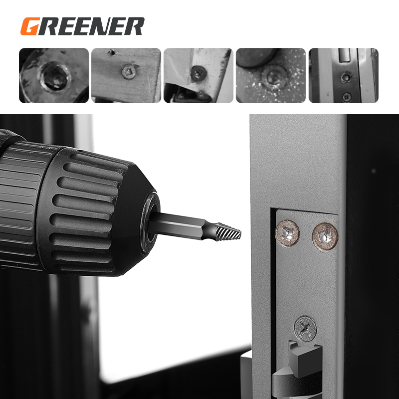 GREENER 5PC Break Screwdriver Extractor Speed Damaged Screw Drill Bit Set Take Out Bits Bolt Remover Extractor Demolition Tools
