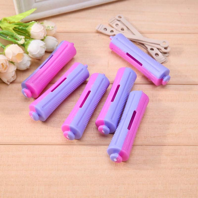 6 uds barras de rodillo de pelo para salón de permanente fría palos banda de goma para peinado de cabello rizador de onda pequeña herramienta de peluquería varillas de Color al azar