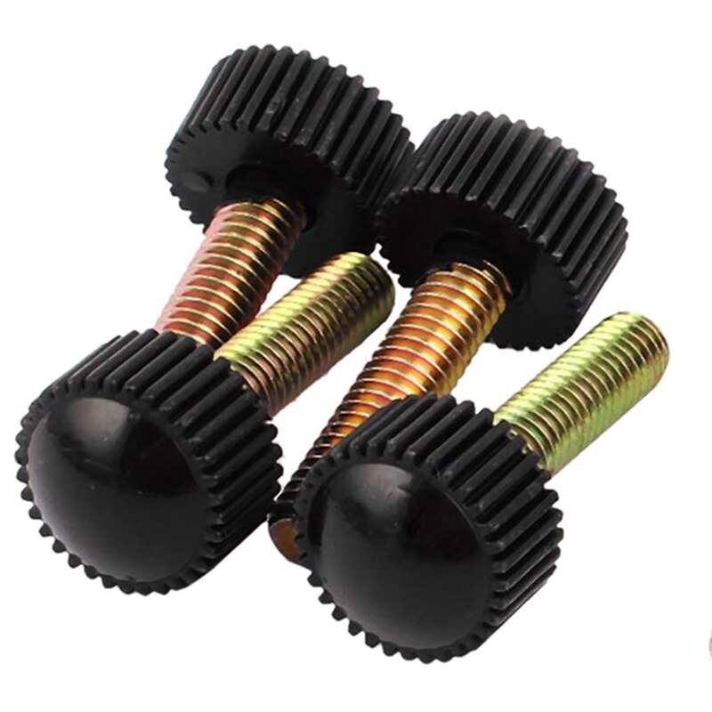 M6 x 25mm Round Head Screw On Straight Knurled Clamping Knob Grip 5pcs