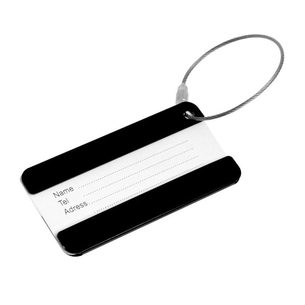 1 PC Reizen Bagage Label Riemen Koffer Naam ID Adres Tags Bagage Tags Travel Accessoires aluminium Funky: Black