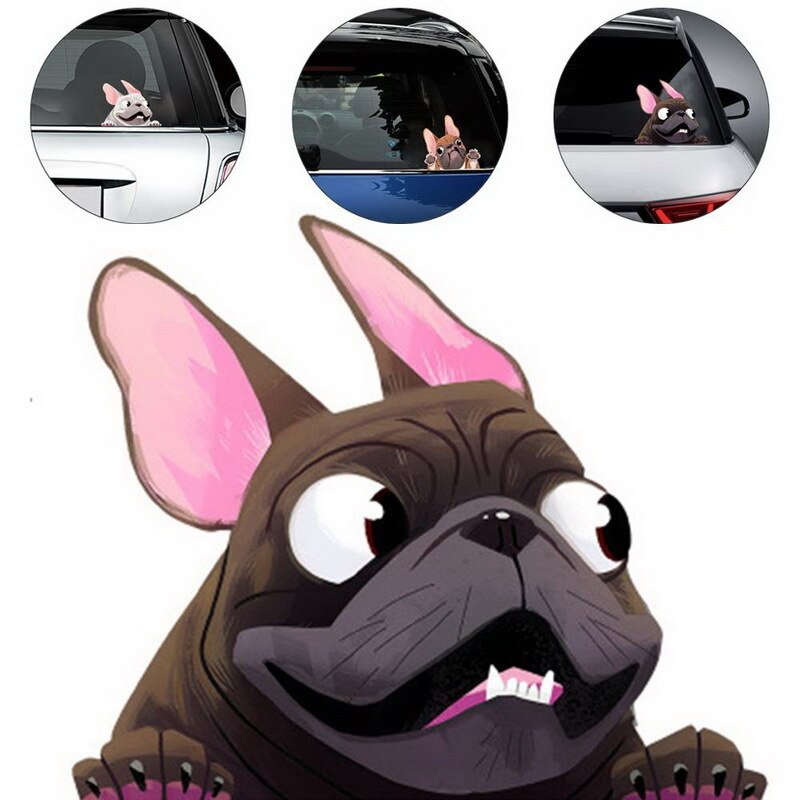 Fransk bulldog bil klistremerke kjæledyr hund vinyl dekal dyr tegneserie auto klistremerker vanntett støtfanger tilbehør dekorasjon 12*14cm