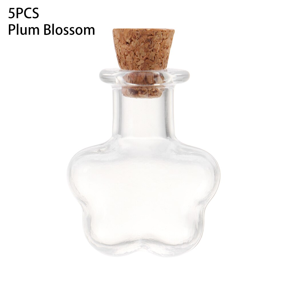 5Pc Mini Transparante Kurk Glazen Flessen Lege Sample Groene Kraal Potten Wishing Bulk Containers Decor Hangers Opslag Flacon: Plum Blossom