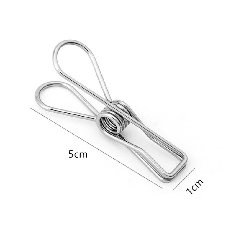 100 stuks multifunctionele roestvrijstalen clips, wasknijpers, knijpers, kledingklemmen, afsluitclips, huishoudelijke wasknijpers: 5cm