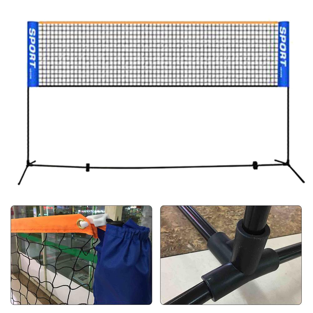 Outdoor Portable Badminton Net Mobile Mesh Net Frame With Anti-rust Black Painted Iron Shelf For Beach Grass Park 3.1m