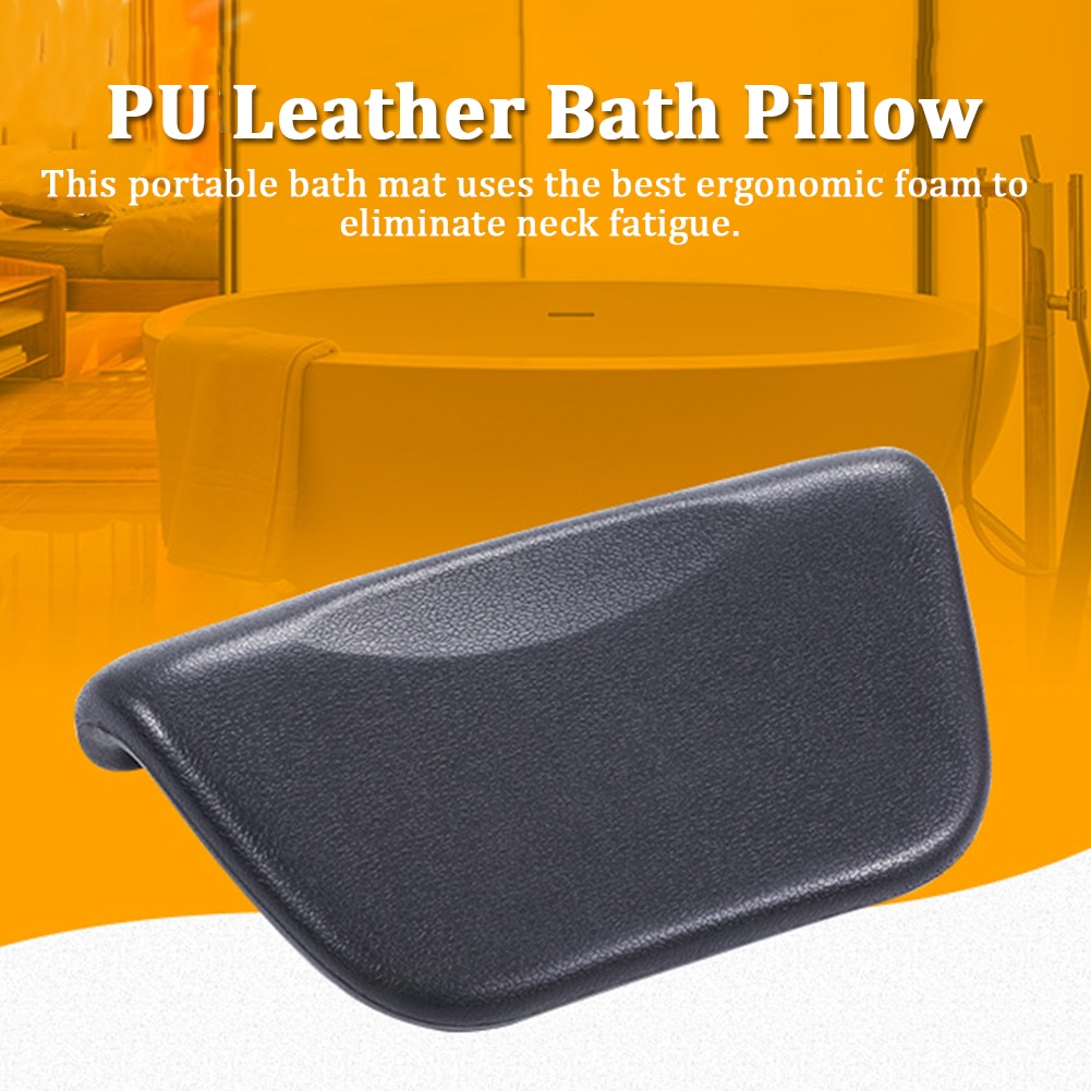 Neck Support Comfortable Bath Pillow Ergonomic Bathroom Head Rest PU Leather Bathtub Spa Suction Cup Cushion Anti Slip Soft Home