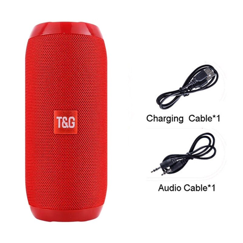 Wireless Bluetooth Speaker Portable Speaker Powerful High BoomBox Waterproof Outdoor Bass AUX HIFI TF FM Radio with LED Light: TG117 Red