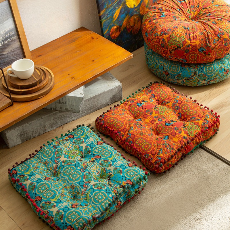 Cuscino da pavimento in tessuto di cotone e lino, cuscino futon tatami, grande cuscino per sedile rotondo, cuscino per sedile quadrato ispessito