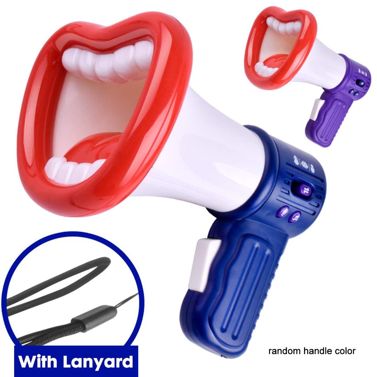 Mégaphone Portable pliable haut-parleur amplificateur enregistreur Bullhorn changeur de voix avec fonction de mégaphone drôle Handhe: WHITE