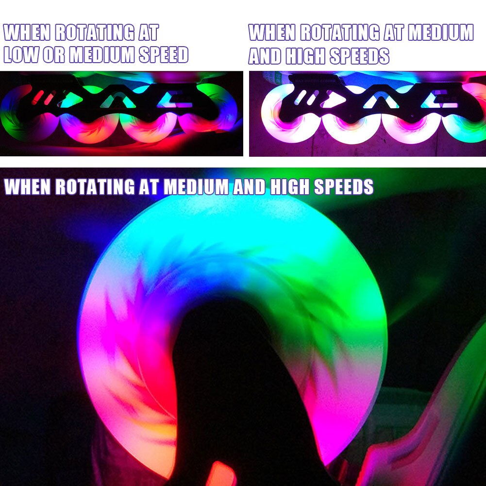 90A Inline Roller Skate Wheels 60mm/70mm/80mm 4pcs LED Sliding PU Skating Flashing Wheel Rollers Durable Luminous Wheels instock