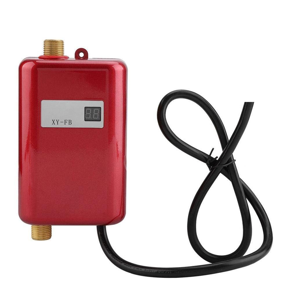 ALDXY57-XY-FB, mini chauffe-eau instantané, petit trésor de cuisine à chauffage rapide, chauffe-eau électrique à température constante de douche.: Rouge / Ue Plug