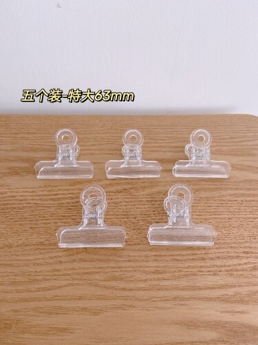 5pcs/lot 22mm/31mm/38mm/50mm Transparent Binder Clip Mini Paper Clips Clear Paperclips Stationery Office School Binding Supplies: 63mm