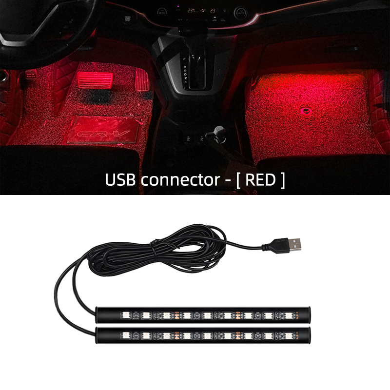 Luz LED de neón para Interior de coche, iluminación de fondo con decoración USB, Lámpara decorativa de ambiente automático Universal de 5V, 18 LED: 8000 K blanco azul