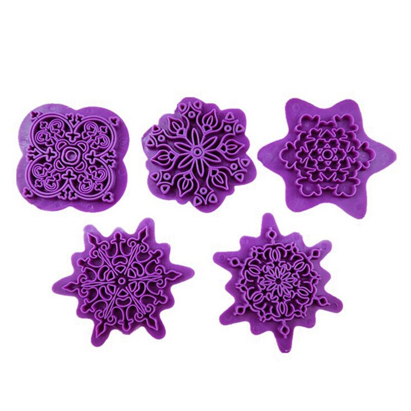 Estampado de encaje de Mandala en relieve, troquel de plástico, arcilla polimérica, escultura, textura, sello, herramientas para arcilla, 5 unidades/juego, herramientas para punteado de Mandala