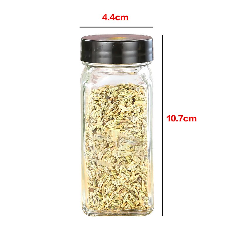 8pcs Lid Condiment Pot Seasoning Bottle Glass Kitchen Supplies And Materials Saltcellar Canister Set DIY Sticker Glass Spice Jar