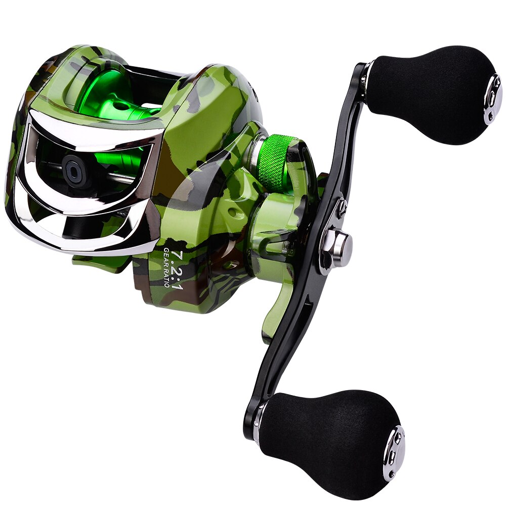 Pêche Baitcasting bobine tout métal bobine 18 + 1BB 10kg/22LB Max glisser Force rapport de vitesse 7.2:1 magnétique métal coulée pêche bobine: green / Droite