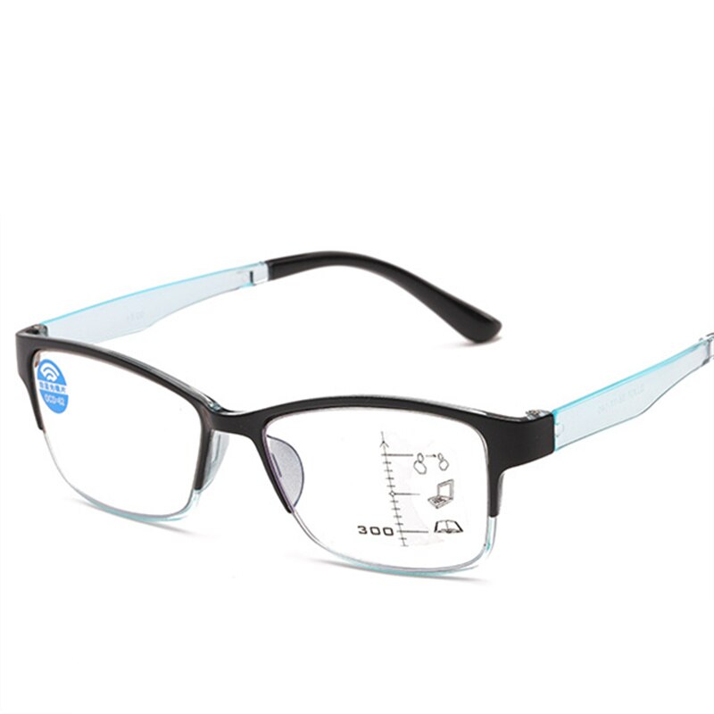 Xojox anti blue light lukulasit miesten naisten progressiiviset multifocal silmälasit lähellä kaukonäkö diopteria  +1.0 1.5 2.0 2.5: +100 / Sininen