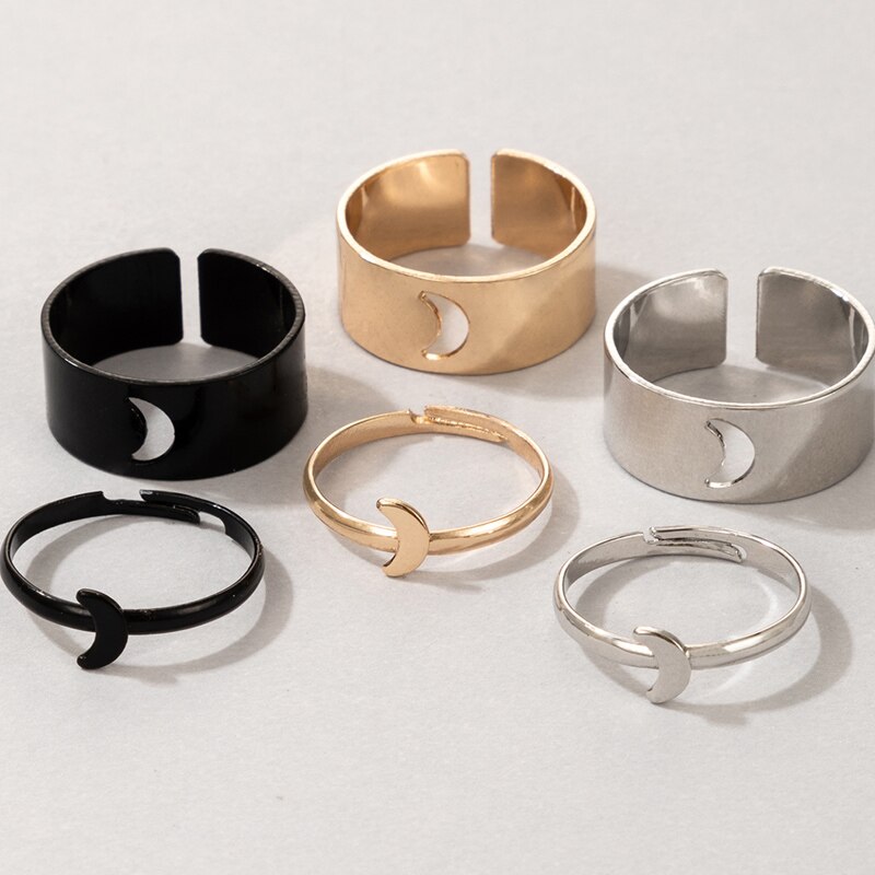 Docona Böhmischen Sterne Mond Bunte Ringe für Frauen Männer Neue modisch Hohl Herz Schmetterling Liebhaber Paar Ring Hochzeit Schmuck: 19635-1