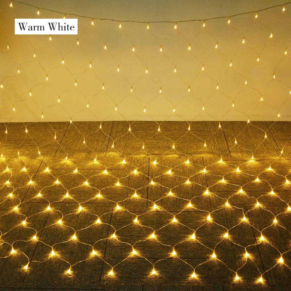Luz de jardín de hadas 1.5x1.5M/3x 2M/6x4M lámpara al aire libre red de malla Led cadena luces decoración de la boda balcón luz iluminación al aire libre: Warm White / 3M X 2M