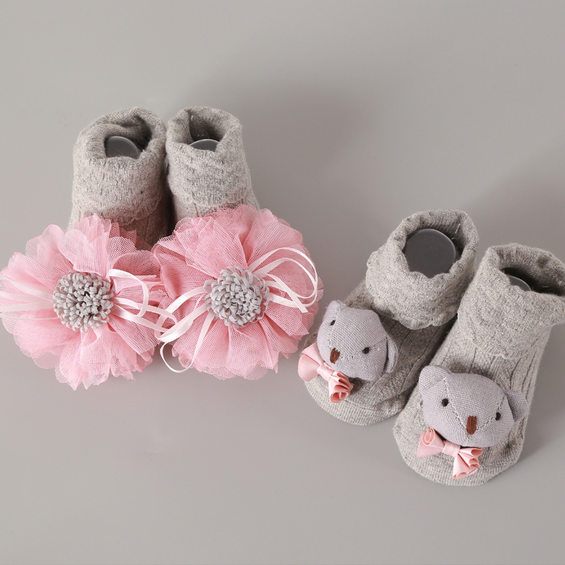 2 paar/einstellen neugeborenen-babysocken aus baumwolle, Karikatur-motiv, rutschfest, herbst-Winter-prinzessinnenblumen-socken für kleinkinder und mädchen 0-2y
