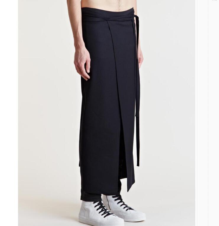 Culottes hommes jupe pantalon défilé jupes neutres personnalité robe longue décontractée grande taille Trousersinger Costumes 28-46