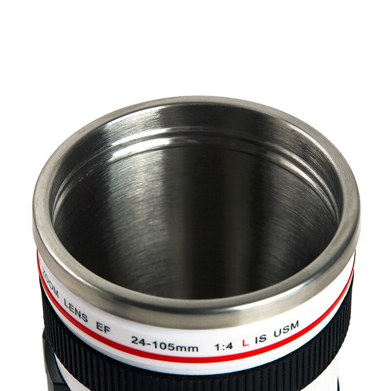 400 ml Rvs Camera Lens Mok Mok Met Deksel