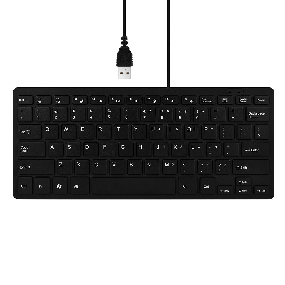 Bedraad Toetsenbord Ultra Dunne Rustige Kleine Size 78 Keys Mini Multimedia Usb Toetsenbord Voor Laptop Pc Met Arabisch Russisch Hebreeuws sticker: Bruin