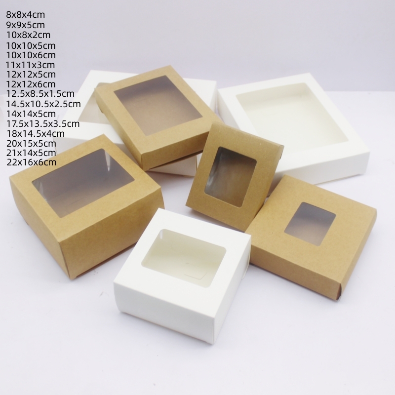 10 stücke DIY paket mit fenster weiß/kraft weihnachten box kuchen Verpackung Für Hochzeit home party muffin verpackung box