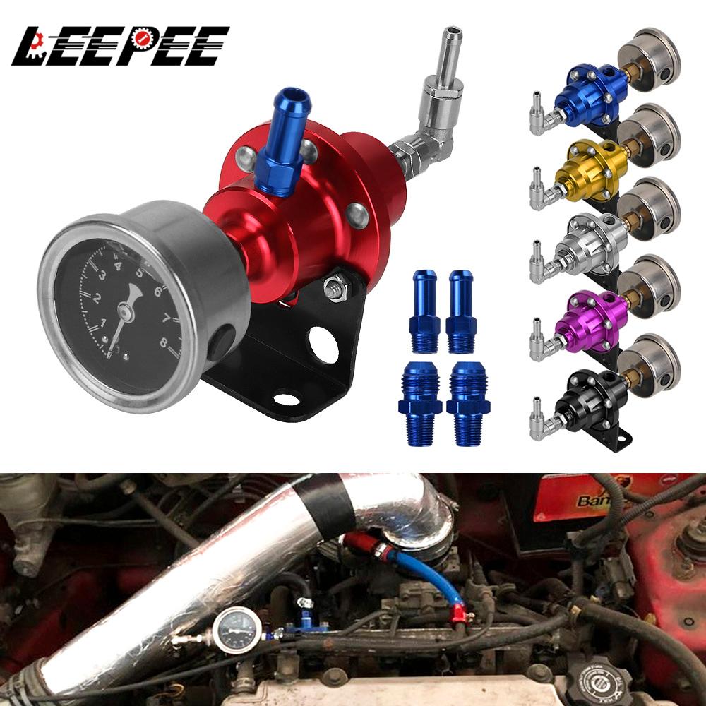 Adjustable Fuel Pressure Regulator Car Accessories Vehicle Refitting fuel Supercharger Aluminum Universal with Gauge Kit