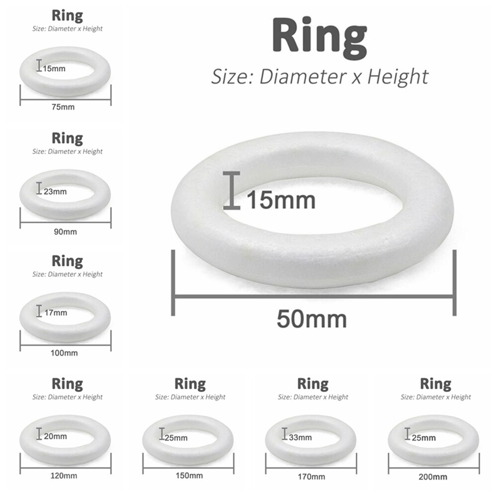 1Pc Round Foam Ring XMAS Polystyrene Styrofoam Foam Ring For Craft DIY Accessory Handmade Wedding Party Decorations Home Supplie