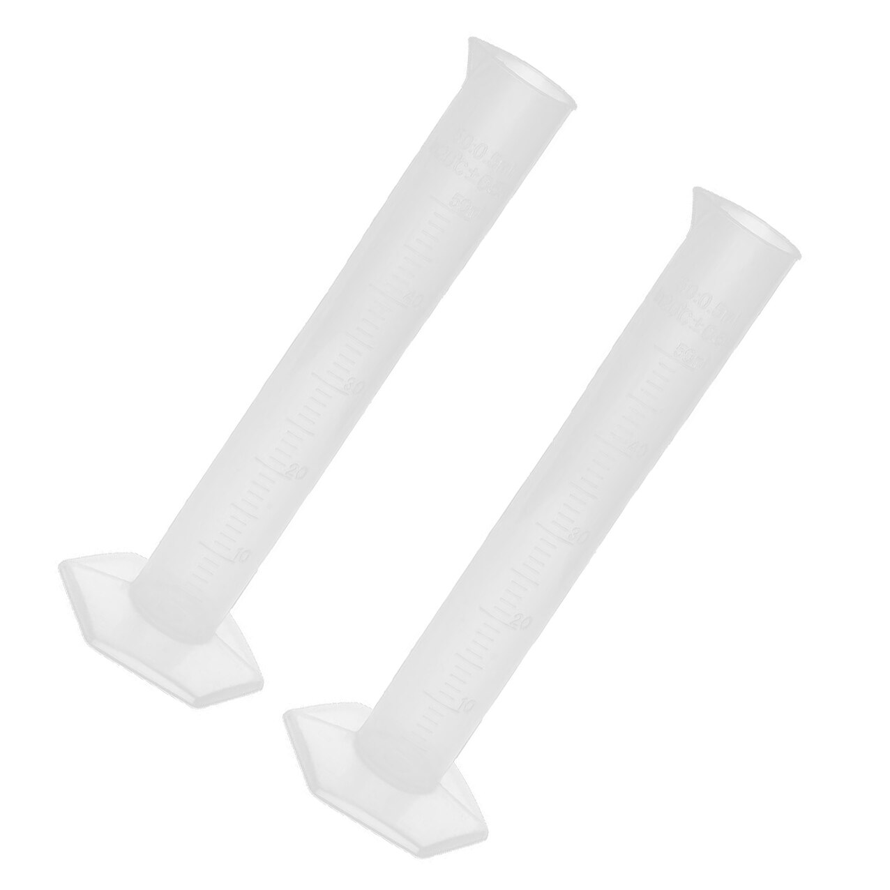 2pcs 50ml Transparent Plastic Graduated Cylinder Lab Measuring Cup