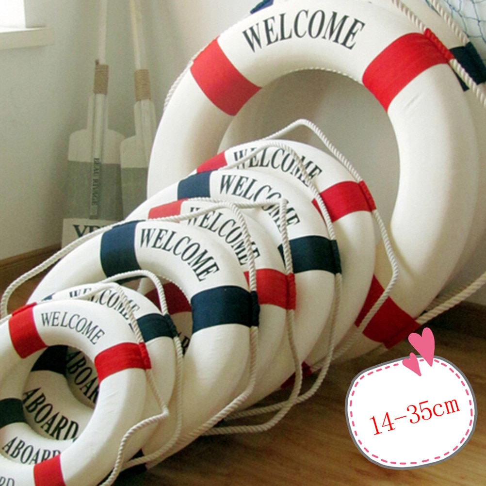 Bienvenue à bord de la vie nautique bouée de sauvetage anneau bateau tenture murale décoration de la maison Style méditerranéen