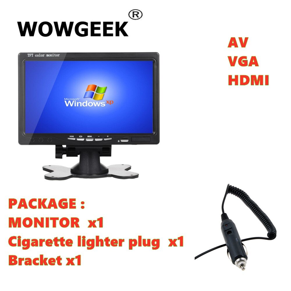 7 Inch Portable Monitor Car Desktop1024x600 Display HDMI-Compatible/VGA/AV Photography Tv-Box Raspberry Pi Switch/router config