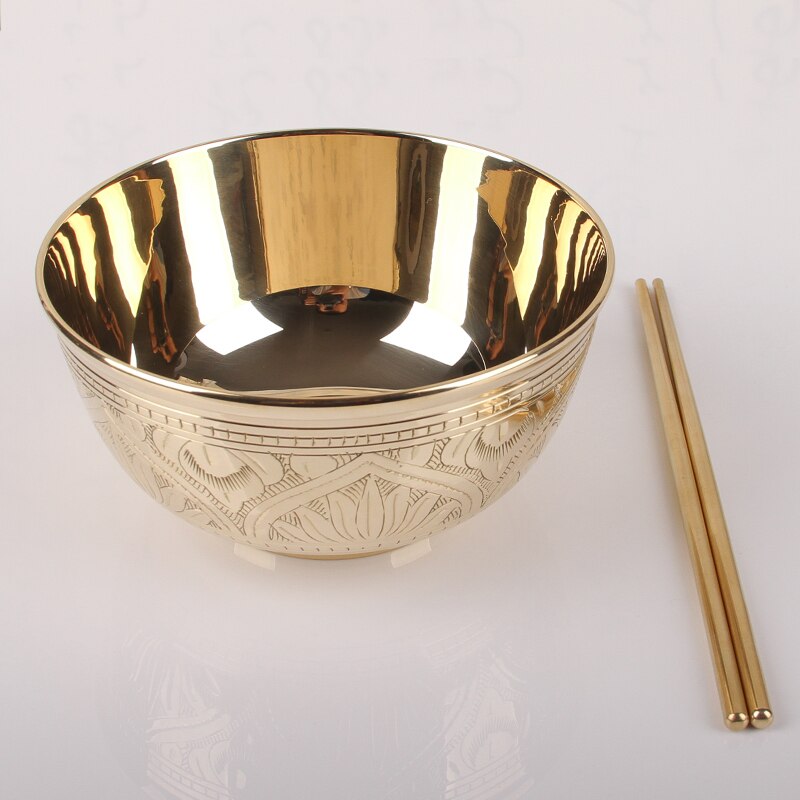 4-5-6 inch copper bowl rice bowl India imported pure copper bowl household tableware set copper chopsticks spoon noodle bowl