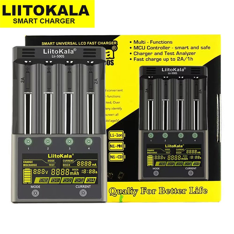 Liitokala Lii-500S Batterij Lader Met Lcd Touch Screen Voor 18650 26650 21700 18500 18490 3.7V Lithium Batterijen 1.2V nimh