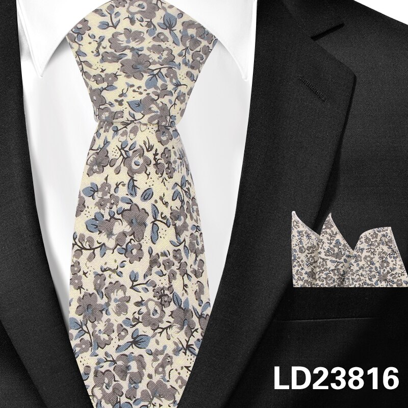 Cravate Paisley classique en coton pour hommes, ensemble Hanky pour hommes, cravates formelles à imprimé Floral pour fête de mariage, cravates de cou de marié: LD23816