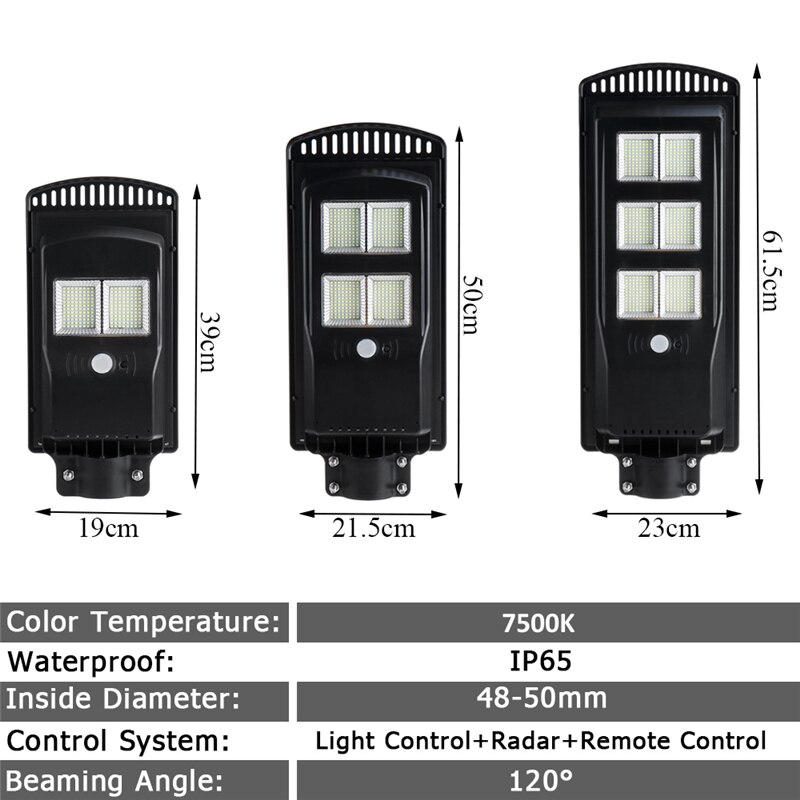 LED Solar Street Light 300W 600W 900W PIR Motion Sensor Wtaerproof IP65 Black LED Remote Control Outdoor Garden Wall Lamp
