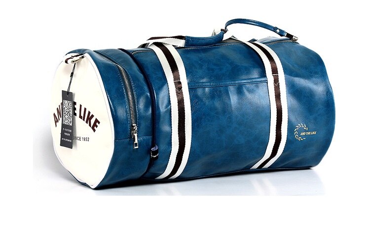 Skuldertaske håndtas messenger tasker læder rejsetaske spand sportspose mænd fitness taske kvindelig bærbar træning mochila bagage: 126 blå